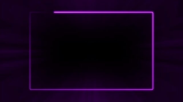 Square frame animation glows over dynamic background light streaks. Modern sci-fi screen overlays outline square frame. Cyber surveillance displays use the frame.