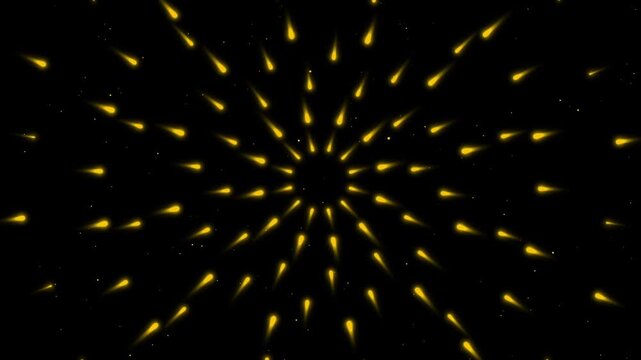 Comets animation streaks outward from a central focal point on dark. High velocity cosmic travel paths guide comets animation. Deep space exploration uses comets.