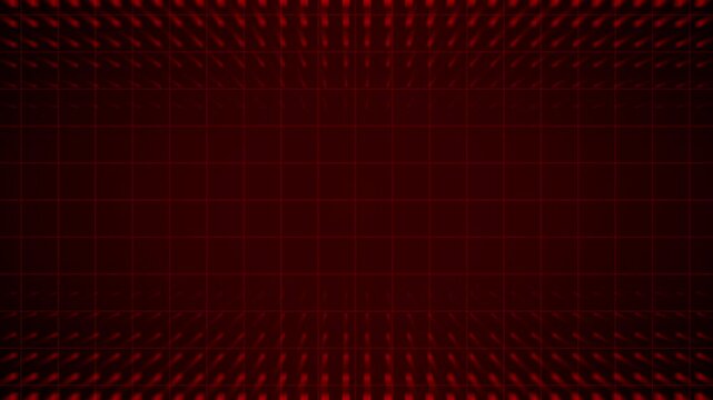 Grid pattern animation displays radiating light beams on perspective. Cyberspace matrix terrain shifts along grid pattern. Abstract technology depth defines pattern.