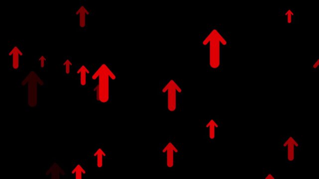 Arrows animation displays upward pointing directional marks on dark. Sequential user navigation telemetry routes on active arrows. Interface progression guides arrows.