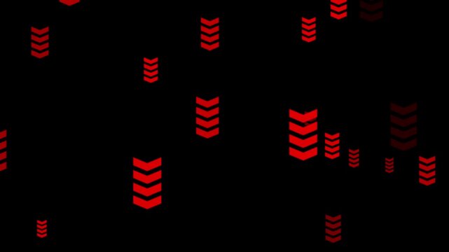 Downward chevrons animation displays directional navigation marks. Sequential interface movement telemetry routes along chevrons. Downward scrolling uses chevrons.