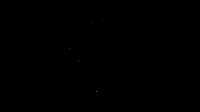 White glowing twinkle stars animation, twinkle star glitter sparkle, magical twinkling particles with fairy dust glow effect, blinking vector star doodles, on black screen seamless loop. 4k overlay