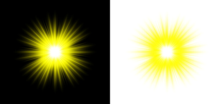 Vibrant neon starburst light effect with glowing streaks isolated on transparent background