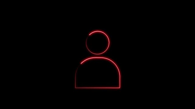 Person icon animation outlines a digital user profile on dark. Account identity authentication access clears on person icon animation. User portal login uses icon.