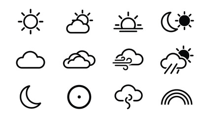 Fototapeta premium Set of weather condition icons with transparent background for various climate illustrations