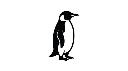 Obraz premium A black and white penguin silhouette against a white background