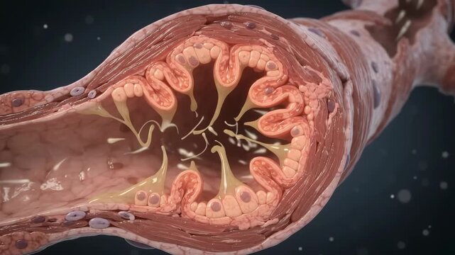 Bronchiolitis Showing Small Airway Inflammation and Lumen Narrowing for Medical Education