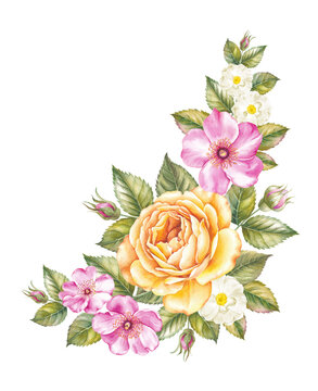 Vintage garland of blooming roses.