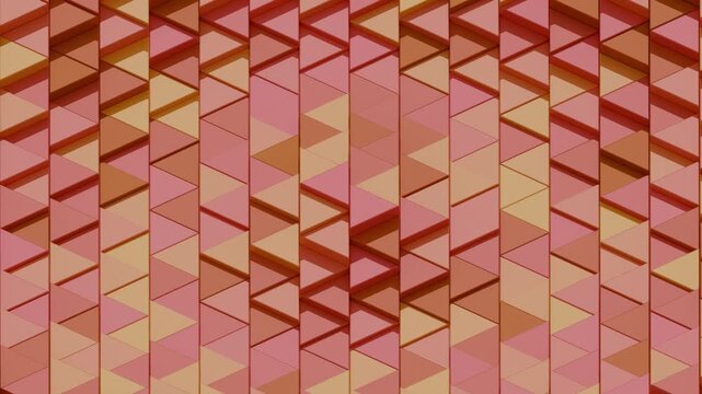 Pink and gold triangle mosaic 3D animation abstract background