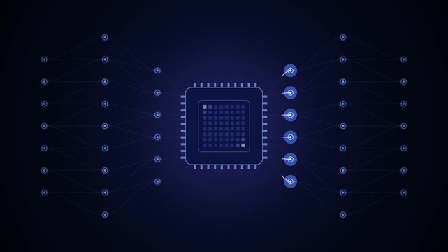 Neural Network Processing Data Flow from Input Nodes to CPU and Output Nodes