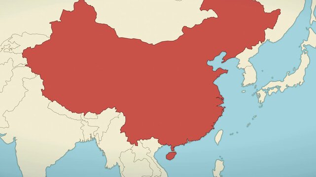 China map breaking into pieces animation on a world map