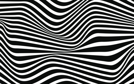 Abstract Black and White Wavy Line Pattern Background