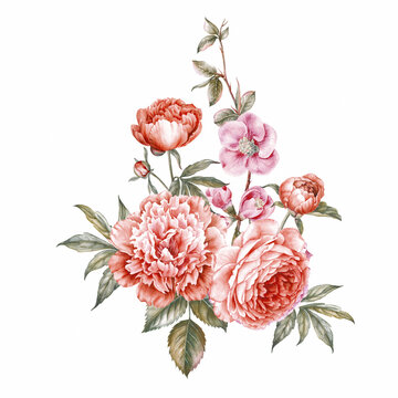 Vintage garland of blooming roses.