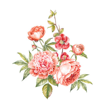 Vintage garland of blooming roses.