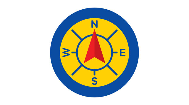 A simple flat circular compass icon design with cardinal directions.