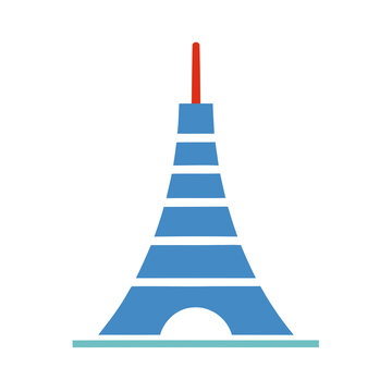Stylized Eiffel Tower illustration isolated on transparent background