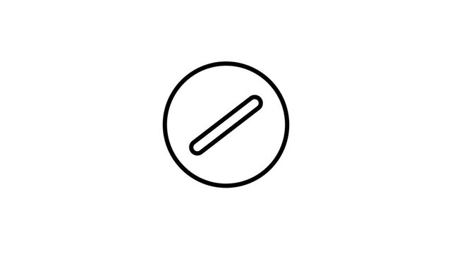 Minimalist line icon animation of a circular pill or slotted screw head isolated on white background.