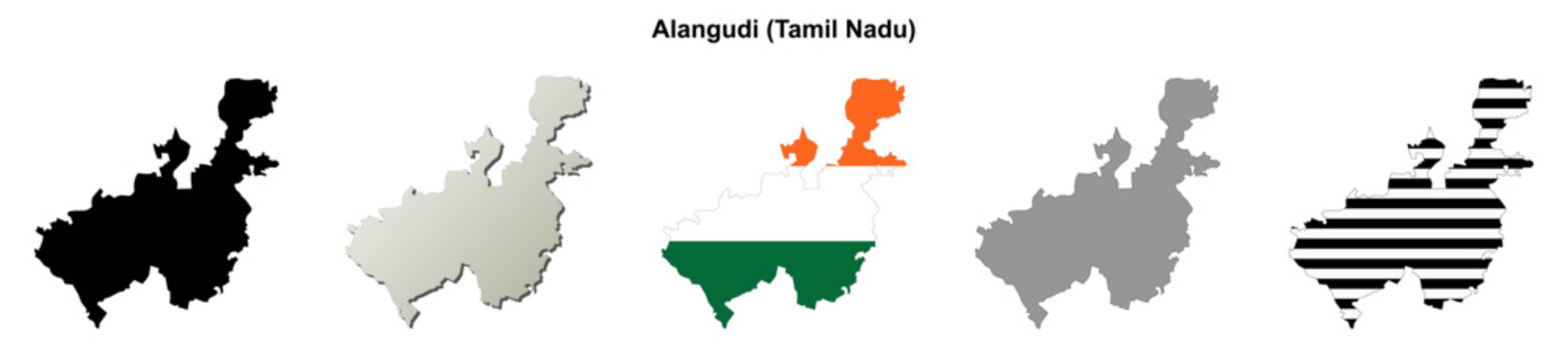 Alangudi (Tamil Nadu) blank outline map set