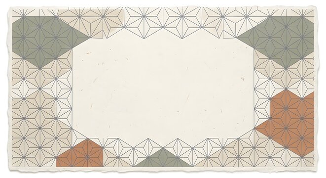 Traditional Japanese Asanoha Geometric Pattern Washi Paper Frame Background with Copy Space