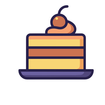 Layered cake slice with cherry and cream