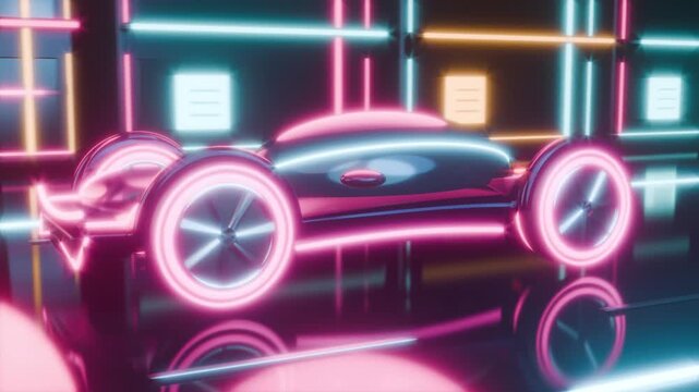 Neon futuristic car speed race sport bg able to loop endless 4k
