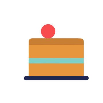 Flat illustration of a cake slice with cherry