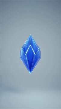 Luminous blue geometric crystal with clean floating shards in a silent minimalist 3D CGI void, illustrating irreversible transformation and abstract energy concepts for technology backgrounds