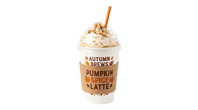 Pumpkin spice latte in takeout cup with whipped cream