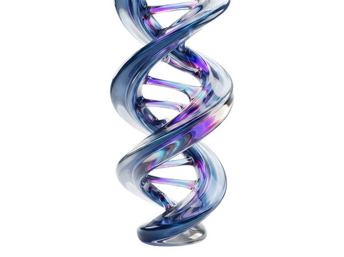 Realistic iridescent double helix deoxyribonucleic acid strand illustration isolated on transparent background