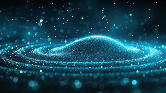 Abstract Galaxy Swirl: A mesmerizing abstract representation of a celestial galaxy with swirling patterns of glowing blue particles and illuminated dots.