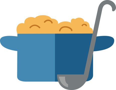 Blue Cooking Pot With Hot Food