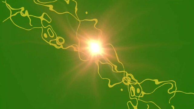 Flow of electricity, animated lightning strikes, green screen background, bright blue white flashes effect, hand drawn 2D cartoon explosion FX, thunder animations, game developer