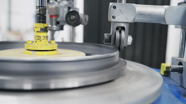 Industrial Machine Forming Stainless Steel Lid in Modern Production Plant