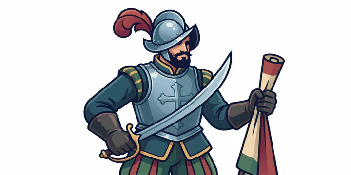 Spanish Conquistador Warrior Sabre Vector Illustration
