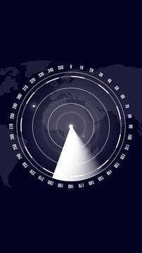 Radar map animation sweeps an active surveillance scan on dark Global target tracking coordinates route on the radar map Planetary satellite telemetry guides this active radar map