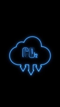 Carbon dioxide icon animation glows with downward arrows Climate change emissions reduction guides the carbon icon Sustainable environmental ecology uses this carbon icon