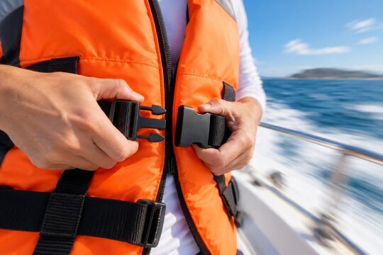 Fastening Safety Buckle on Life Jacket