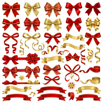 Red and Gold Ribbons and Bows Collection