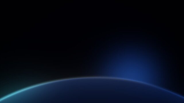 Abstract glowing blue light curve on a dark background, representing a digital loop or transition