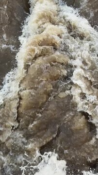 Rapid Flood Water Flowing in Natural River Environment