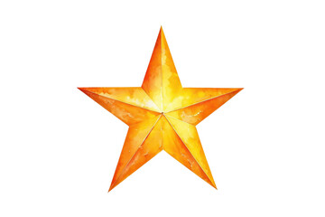 Fototapeta premium Watercolor golden five point star with warm orange shading