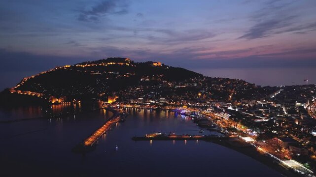 Night over Alanya, Turkish Riviera on Mediterranean Coast, Antalya, Turkey