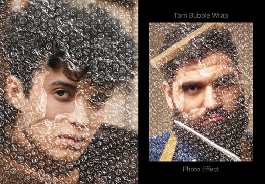 Torn Bubble Wrap Effect Mockup