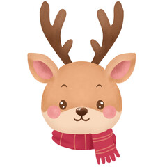 Cute Deer Wearing Warm Scarf For Christmast © Mira