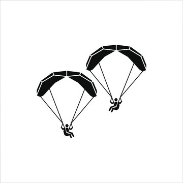Two people paragliding with parachutes isolated
