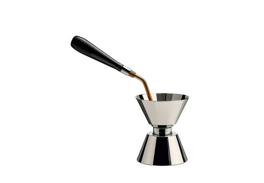 Pouring liquid into cocktail jigger measuring bar tool