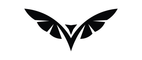 Fototapeta premium Abstract bird wing logo icon, spread wings freedom eagle hawk emblem vector isolated on white.