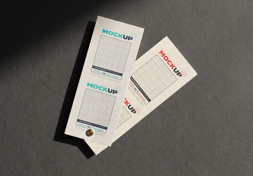 Paper Samples Pieces with Rivet Design Mockup