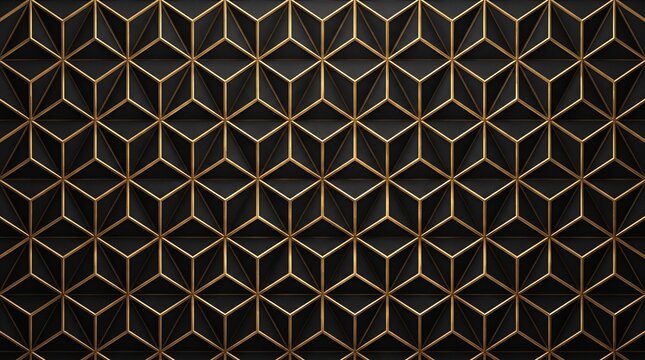 Geometric black and gold diamond pattern texture with copy space for commercial design