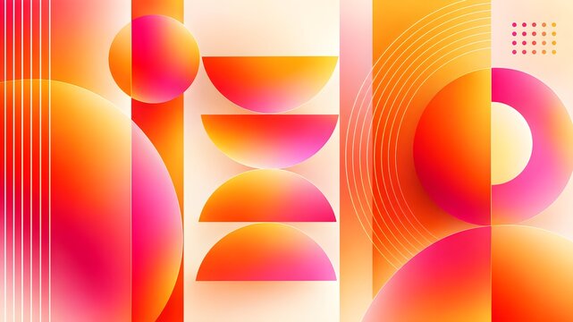 Minimalist geometric composition with warm gradient circles and semi-circle shapes